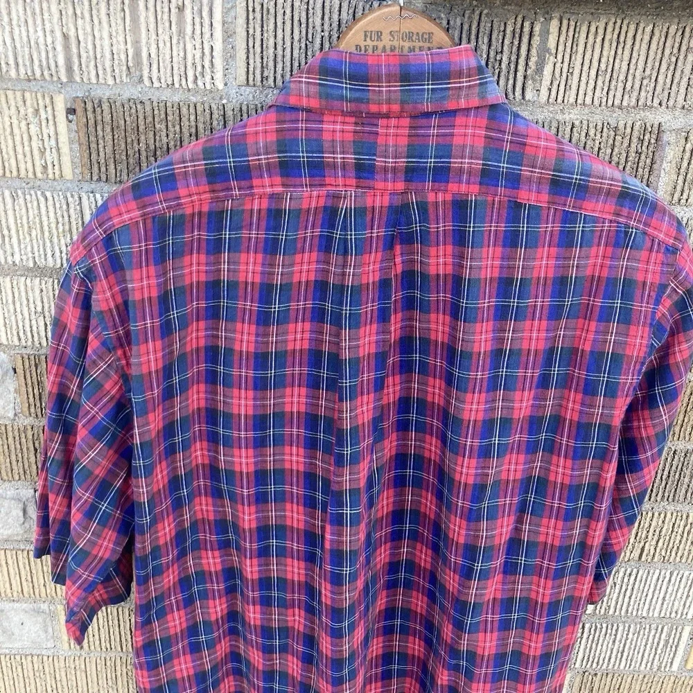 Ralph Lauren Men's‎ Medium MADRAS Short Sleeve Button Down HAND WOVEN Fall Plaid